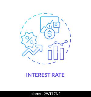 Interest rate blue gradient concept icon Stock Vector