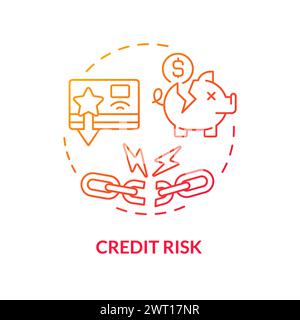 Credit risk red gradient concept icon Stock Vector