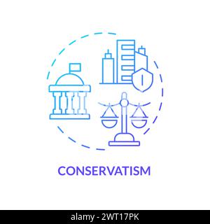 Conservatism ideology blue gradient concept icon Stock Vector