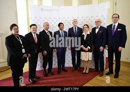 Prague, Czech Republic. 15th Mar, 2024. Head of the Philippine Chamber of Commerce and Industry Eunina Mangio (left), Philippine President Ferdinand 'Bongbong' Marcos (fourth from left), Czech President Petr Pavel (fourth from right), Vice-President of Confederation of Industry of the Czech Republic Milena Jaburkova (third from right) and Czech Deputy Foreign Minister Jan Marian (right) at the Czech-Philippine Business Forum in Prague, Czech Republic, March 15, 2024. Credit: Roman Vondrous/CTK Photo/Alamy Live News Stock Photo