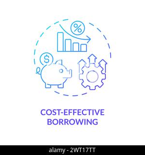Cost-effective borrowing blue gradient concept icon Stock Vector