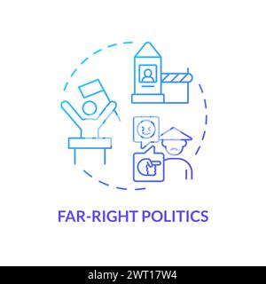 Far-right politics blue gradient concept icon Stock Vector