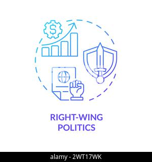 Right-wing politics blue gradient concept icon Stock Vector