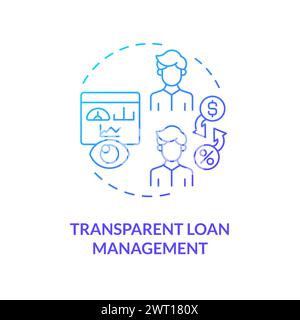 Transparent loan management blue gradient concept icon Stock Vector