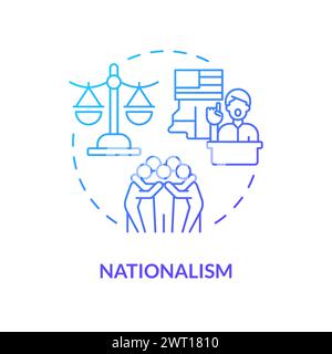 Nationalism political movement blue gradient concept icon Stock Vector