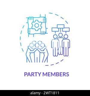 Political party members blue gradient concept icon Stock Vector