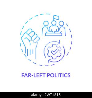Far-left politics blue gradient concept icon Stock Vector