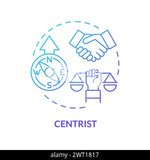 Centristic ideology blue gradient concept icon Stock Vector