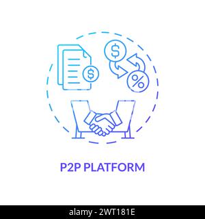 P2P platform blue gradient concept icon Stock Vector