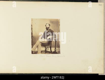 Colonel Thomas Henry Somerville. Sir John Joscelyn Coghill, photographer (Irish, 1826 - 1905) about 1850s Portrait of a bearded man, sitting beside a small table with his legs crossed. (Recto, mount) upper right, pencil: '147'; lower center, below image, pencil: 'Colonel Thomas Henry Somerville'; Stock Photo