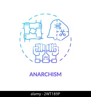 Anarchism political movement blue gradient concept icon Stock Vector