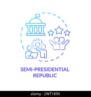 Semi-presidential republic blue gradient concept icon Stock Vector