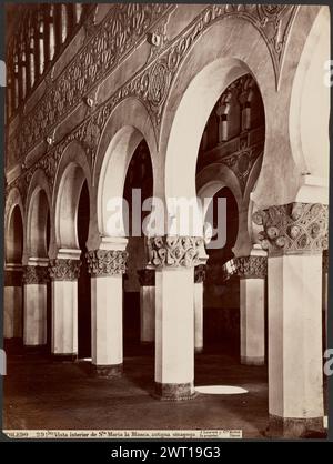 Interior view of Santa Maria la Blanca, once a Synagog. (Vista interior de Santa Marie la Blanca, antigua Sinagoga). Juan Laurent, photographer (French, 1816 - 1886) 1870 Stock Photo