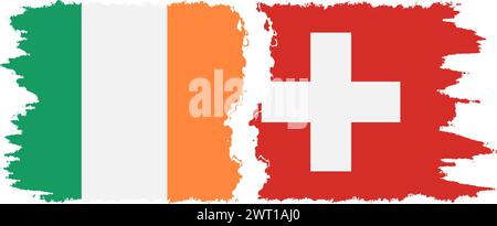 Switzerland and Ireland grunge flags connection, vector Stock Vector