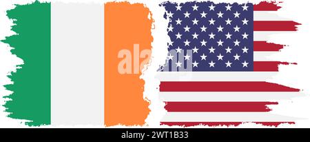 United States and Ireland grunge flags connection, vector Stock Vector