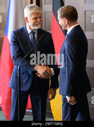 Czech President Petr Pavel, right, receives European Commission ...