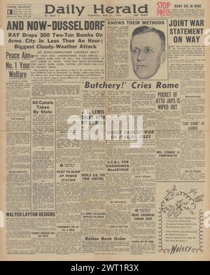 1943 Daily Herald front page reporting Battle of North Africa and Red ...