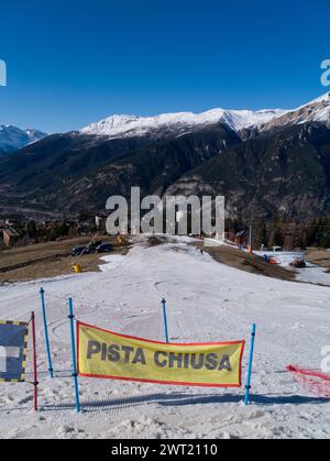 Closed pistes in Sauze D'Oulx, Italian Alps Stock Photo