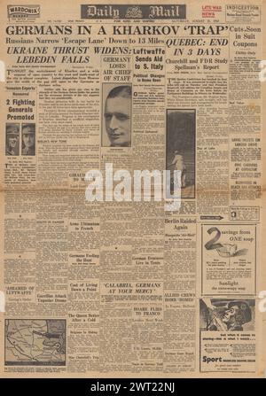 1943 Daily Mail front page reporting Battle for Kharkov Stock Photo