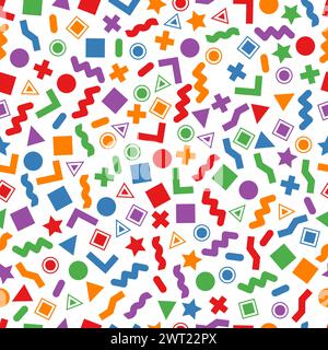 Seamless primitive geometric patterns for tissue and postcards. Trendy hipsters modern color background. Trendy geometric elements memphis card. Vecto Stock Vector