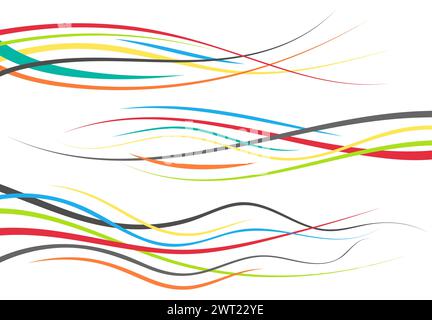 Set of abstract color  curved lines. Wave design element. Vector illustration. Stock Vector