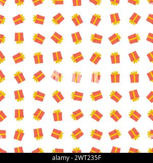 Christmas semless pattern with gift box on white background. Vector illustration Stock Vector