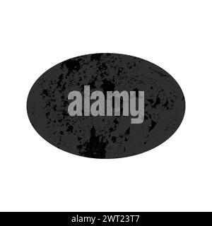 Scratched oval. Dark figure with distressed grunge texture isolated on white background. Vector illustration. Stock Vector