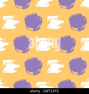 Seamless pattern with hand drawn scribble smear on yellow background. Abstract grunge texture. Vector illustration Stock Vector