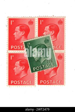 Vintage King Edward VIII postage stamps from Great Britain isolated on a white background. Stock Photo