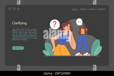 Active listening skill web banner or landing page dark or night mode ...