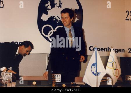 Copenhagen, Denmark /(25 October 1996/Crown prince Frederik´ nd now the King Frederik X of Denmark opens offical E.O.C 25the The eropean olympic committee  General assenbly in Copenhagen Mr.Kai holm ,president of NOC and sports coferenderatoion of Denmark FDr.Jacques ROGGE,IOC member,EOC president and then crown frederik of Denmark in Copenhagen Denmark.  (Photo.Francis Joseph Dean/Dean Pictures) Stock Photo