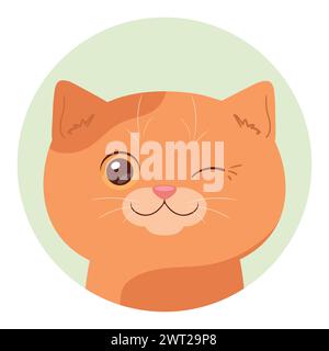 Cartoon ginger cat is winking. Funny and playful cat. Vector illustration Stock Vector