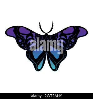 Neon colored monarch butterfly. Hand drawn insect. Vector illustration Stock Vector