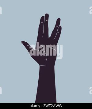 Hand making Vulcan salute gesture. Live long and prosper hand sign. Vector illustration Stock Vector