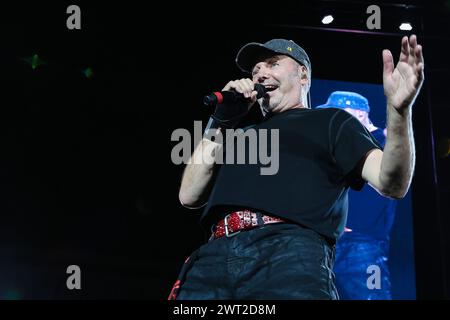 Italian rock singer Vasco Rossi during a concert in Naples at the San Paolo stadium Stock Photo