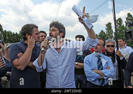 Roberto Fico, one of the leaders of the italian political Movement 5 Stars, during a meeting near Naples Stock Photo