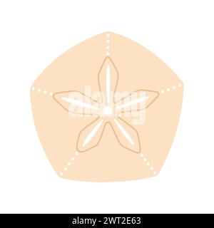 Sand dollar fossil for decoration on marine life and coastal style. Trendy flat illustration Sea cookies or snapper biscuits, pansy shells Isolated on white background. Vector illustration  Stock Vector