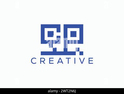 Creative and minimal letter cp qr code logo vector template Stock Vector