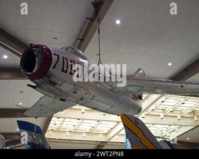 Pensacola, Florida, United States - August 10, 2012: Russian MiG-15 fighter jet in the National Naval Aviation Museum. Stock Photo