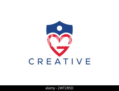 Minimal letter G Shield Love, Life insurance logo vector template Stock Vector