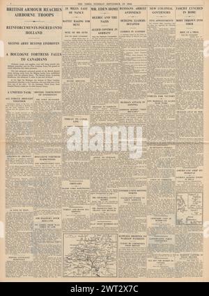 1944 The Times reporting Battle of Arnhem and arrest of Ion Antonescu Stock Photo