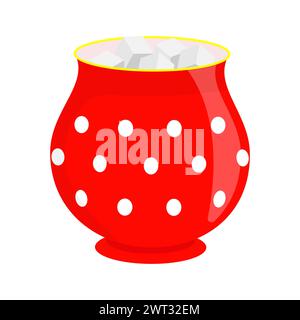 Vector illustration. Red vase with sugar on a white background. Stock Vector