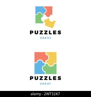 Set of Puzzle Icon Logo Design Template Stock Vector