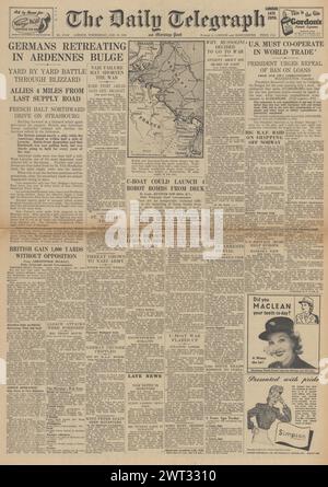 1945 The Daily Telegraph front page reporting Battle of the Bulge Stock Photo