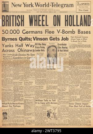 1945 New York World - Telegram front page reporting Battle of the Bulge ...