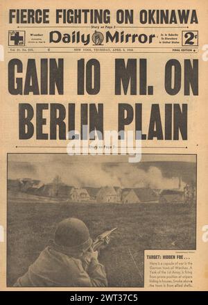 1945 Daily Mirror front page reporting Battle for Berlin and Eisenhower ...