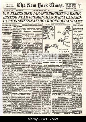 1945 New York Times front page reporting Battle for Okinawa and US ...