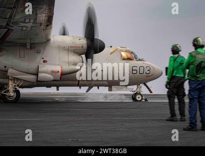 A U.S. Navy E-2C Hawkeye Command and Control Aircraft takes off for a U ...