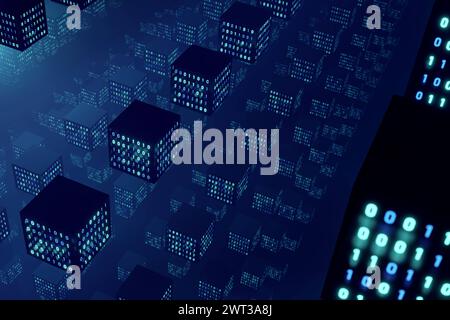 Blockchain, decentralized data, computer network. Blockchain, decentralized data. Computer network, distributed database, crypto currencies, crypto mi Stock Photo