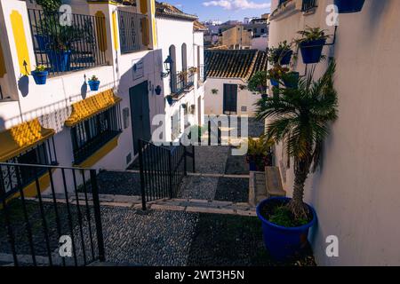 Historic narrow and quite backstreets of old Estepona, Andalusia, Spain Stock Photo